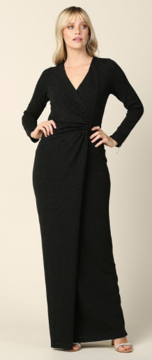 Kathleen - Robe longue en jersey extensible coupe ajustée à manches longues