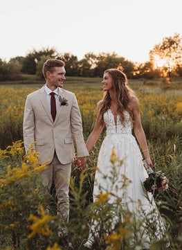 Rosa - robe de mariée boho ligne A avec dentelle florale unique