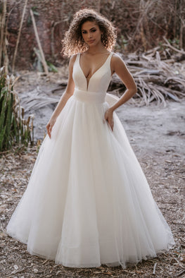 Madden - classic wedding dress with illusion plunging neckline and open back 