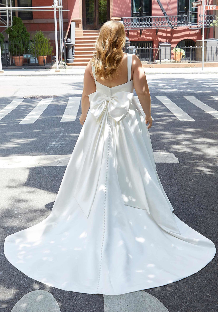 Kennedy *plus size* - classic wedding dress with illusion plunging neckline and open back